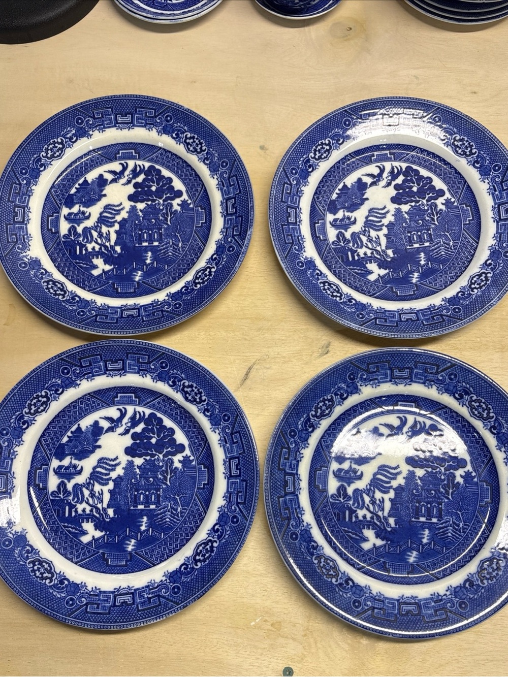 Antique Allerton England Blue Willow Lot of four 10”Plates
